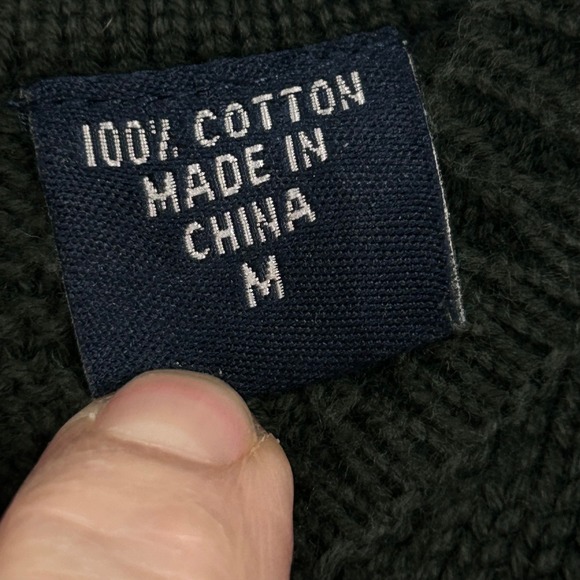 IZOD Sweater Mens Medium Gray Crewneck Windowpane Textured Long Sleeve Cotton - Picture 5 of 12